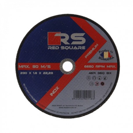 DISC ABRAZIV RED SQUARE PREMIUM PENTRU DEBITAT INOX - 230 X 1.9 MM