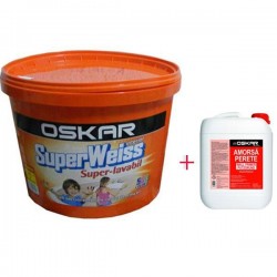 VOPSEA LAVABILA INTERIOR OSKAR SUPERWEISS SUPER-LAVABIL- 15 L + AMORSA OSKAR 5 L CADOU