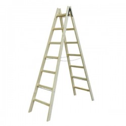SCARA LEMN DUBLA CU LANT SUSTINERE - 255 CM / 7 TREPTE SL007N