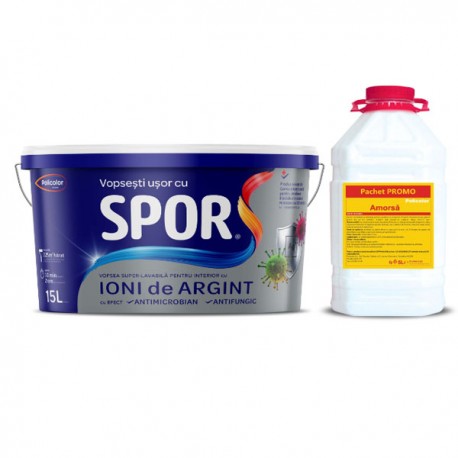 VOPSEA SUPERLAVABILA POLICOLOR SPOR CU IONI DE ARGINT 15 L + AMORSA 3 L