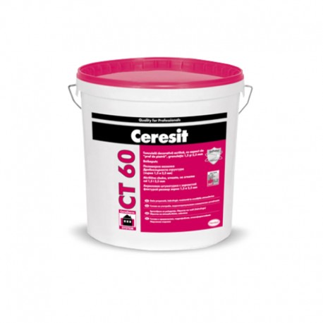 TENCUIALA DECORATIVA ACRILICA CERESIT CT 60 THERMOPROJECT / PRAF DE PIATRA / GRANULATIE 1.5 MM - INTERIOR/EXTERIOR - 25 KG