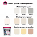 TENCUIALA DECORATIVA CU SILICON CERESIT HYDRO FLEX / GRANULATIE 1.5 MM / INTERIOR/EXTERIOR / BAZA - 25 KG