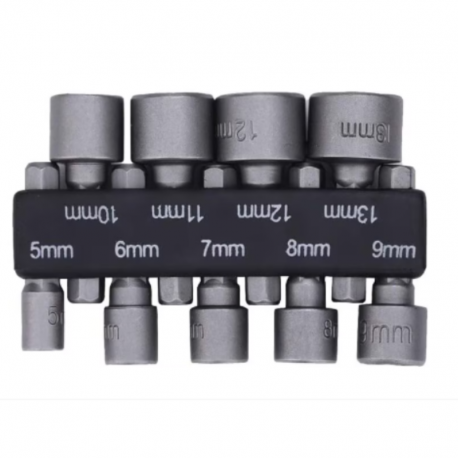 SET CHEI TUBULARE HEXAGONALE MAGNETICE 5 - 13 MM - 9 BUC/SET