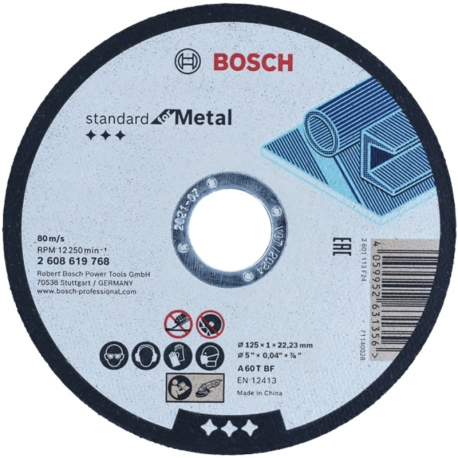 DISC ABRAZIV DEBITATARE METAL BOSCH A60 T - 125 X 22.2 X 1 MM