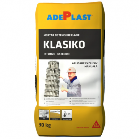 MORTAR TENCUIALA ADEPLAST KLASIKO - GRI - INTERIOR / EXTERIOR - 30 KG