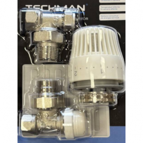SET ROBINET TUR + RETUR CU CAP TERMOSTATIC 1/2'' TECHMAN