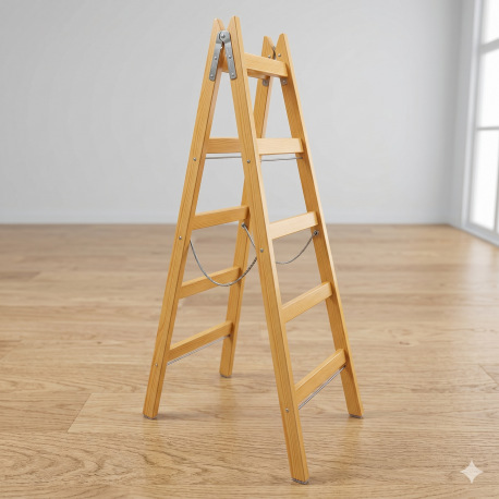 SCARA LEMN DUBLA CU LANT SUSTINERE 150CM / 4 TREPTE