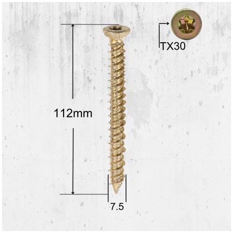 SURUB MONTAJ FERESTRE 7.5X112MM 100/SET