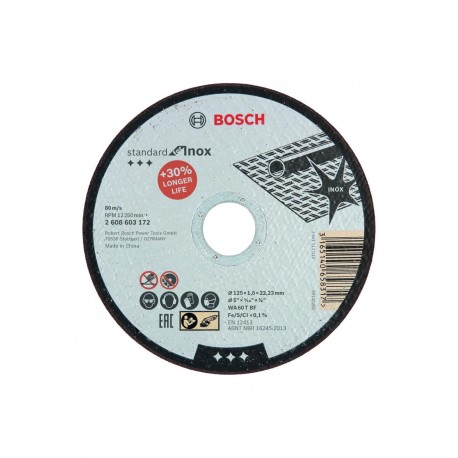 Disc debitat Standard for Inox Bosch 125 × 1.6 × 22.23 mm