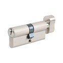 Cilindru alamă amprentă cu buton ETS 60 mm (30+30 mm) centrat nichel periat