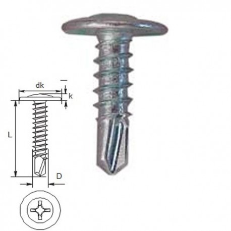 SURUB AUTOFORANT CU CAP PLAT SI SAIBA - 4.2 X 16 MM